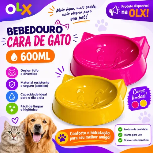 BEBEDOURO CARA DE GATO 600ML - CÃES E GATOS
