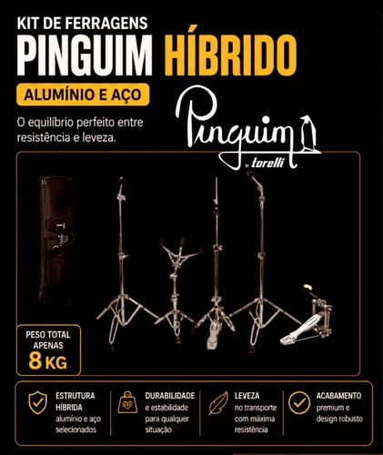 Kit de Ferragem Pinguim Híbrido (Alumínio/Aço) peso total 8kg 