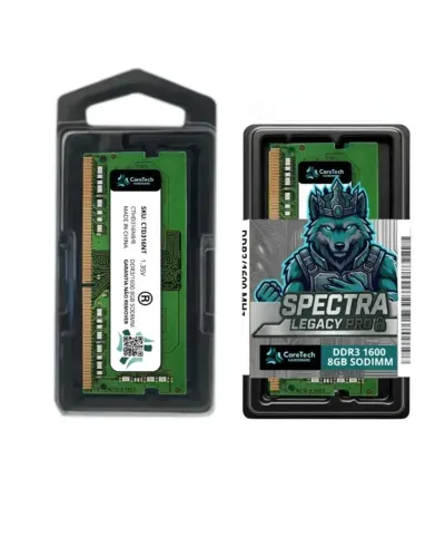 Memória RAM DDR3L 8GB 1600MHz Coretech Spectra Neon Notebook 1.35V Upgrade Rápido pode ret