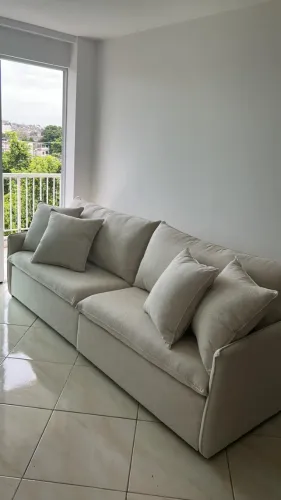 Sofá retrátil de linho