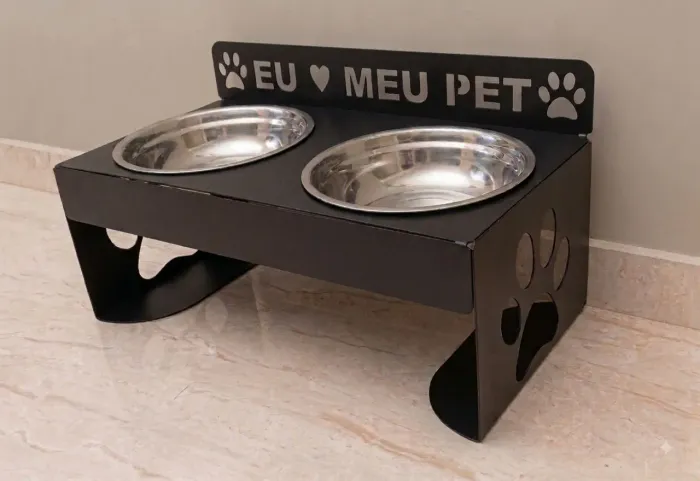 COMEDOURO PET METAL PORTE MÉDIO E GRANDE