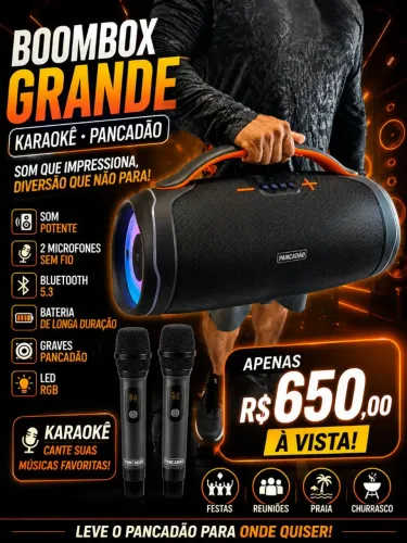 SOM BLUETOOTH PORTÁTIL BOOMBOX ONPRIME 