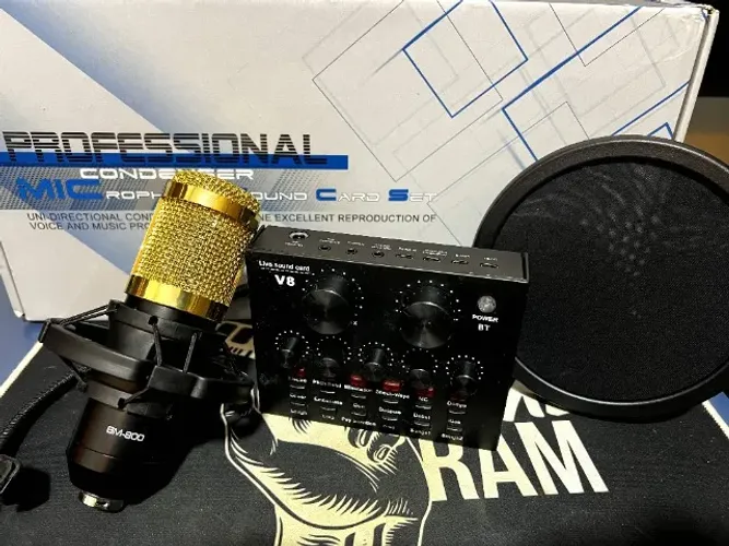 Kit Microfone BM800 + Interface Mesa V8