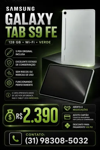 Samsung Galaxy Tab S9 FE Wi-Fi 128 GB Verde + S Pen Original - Excelente Estado