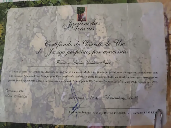 Venda de um jazigo perpétuo