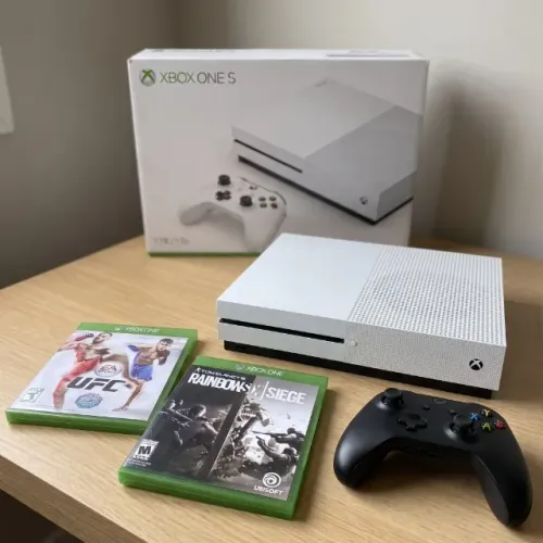 Xbox One S 1TB Impecável Mídia Física + 2 Jogos + Controle Original em até 12x