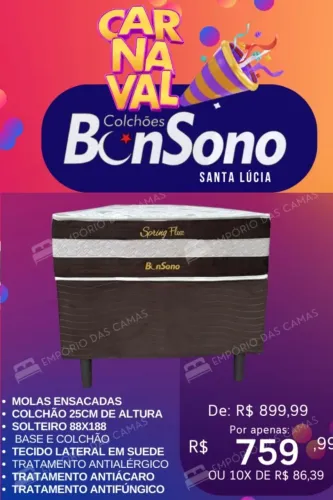 Cama solteiro molas ensacadas Base e colchao bonsono pronta entrega 