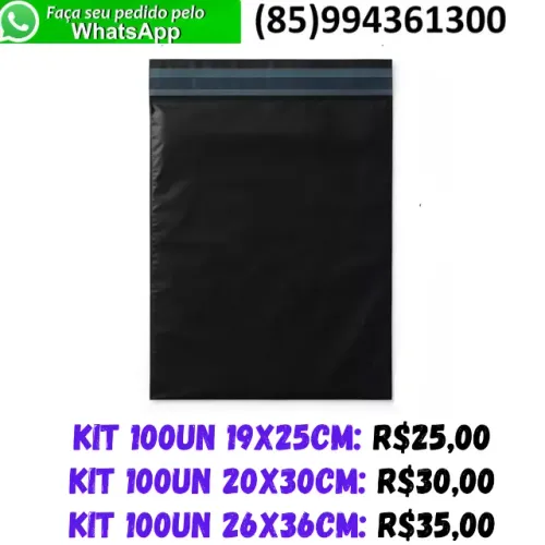 Kit 100 Envelope Plástico de Segurança Cinza Opaco 26x36cm Embalagem Envio Lacre Hotmelt