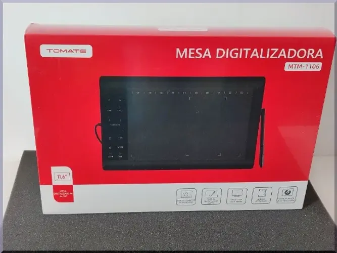 Mesa digitalizadora 11 polegadas Mtm-1106 na cor preta e tomate Pronta Entrega