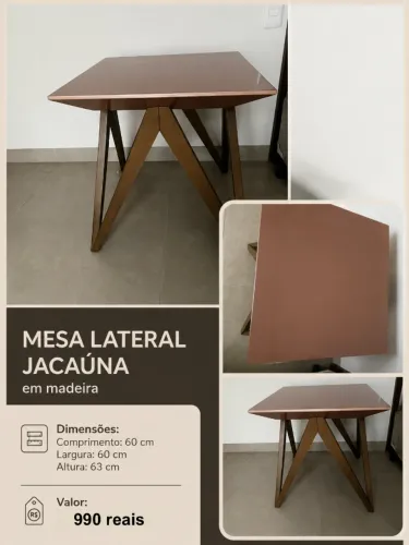 Mesa lateral madeira maciça