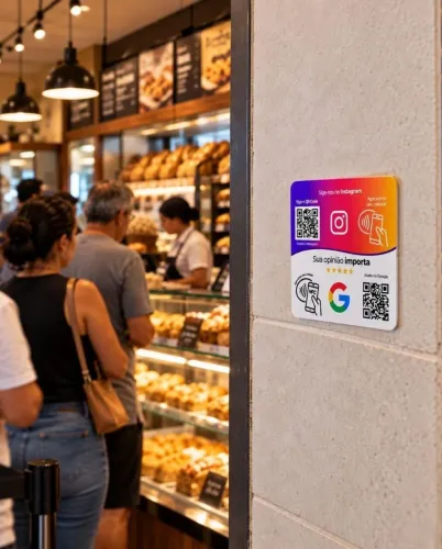 Plaquinha NFT Google i instagram com qr-code