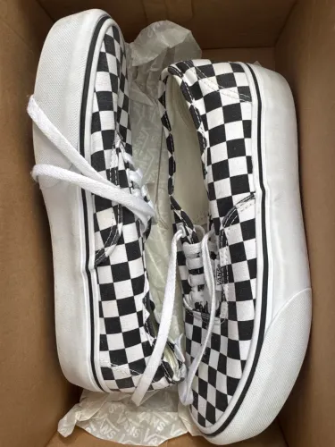 tenis vans authentic checkerboard preto e branco original - tam. 39