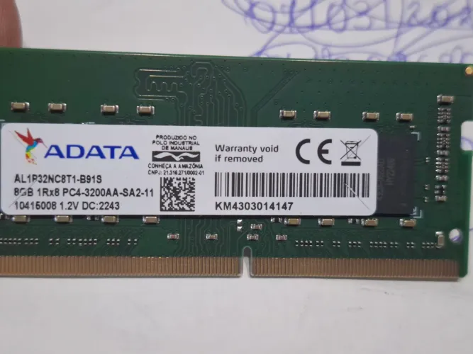 Memória notebook ddr4 8gb adata 3200nhz
