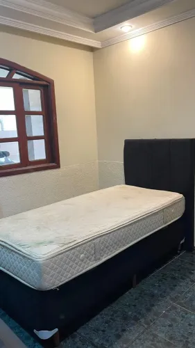 Cama Box Solteiro com Baú, Colchão e Cabeceira Estofada