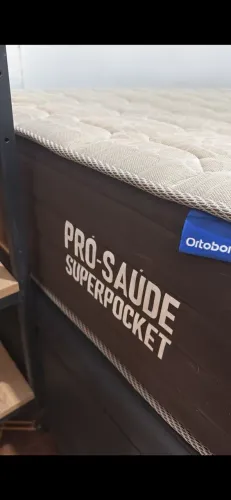 Cama box e colchão de solteiro ortobom (semi-novo)