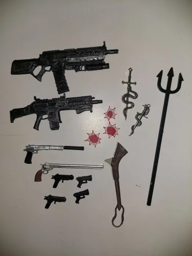 Lote acessórios armas Marvel legends revolver pistola action figure escala 1/12