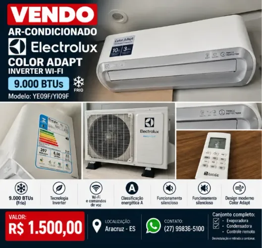 Ar-condicionado Electrolux Color Adapt 9.000 BTUs