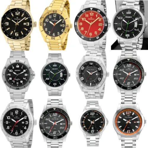 Relógios Seculus, Orient, Technos e Champion, novos. Originais. Valor: 250,00 reais cada.
