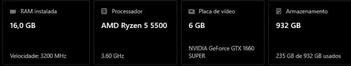 PC Gamer Ryzen 5 5500 + GTX 1660 Super - Pronto para jogar!