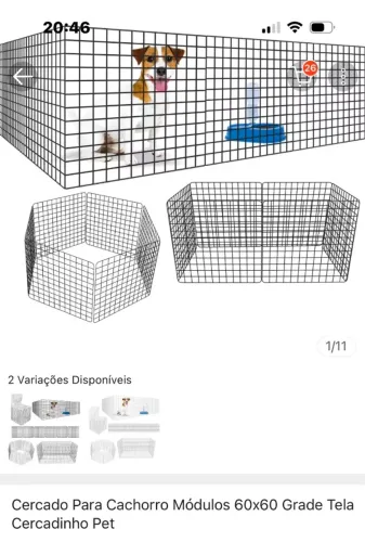 Cercado Para Cachorro Módulos 60x60 Grade Tela Cercadinho Pet