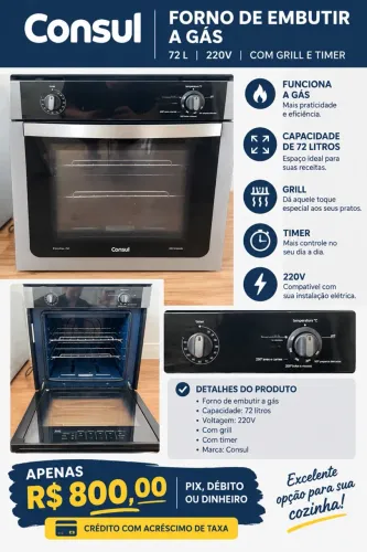 Forno a gás de embutir cônsul 