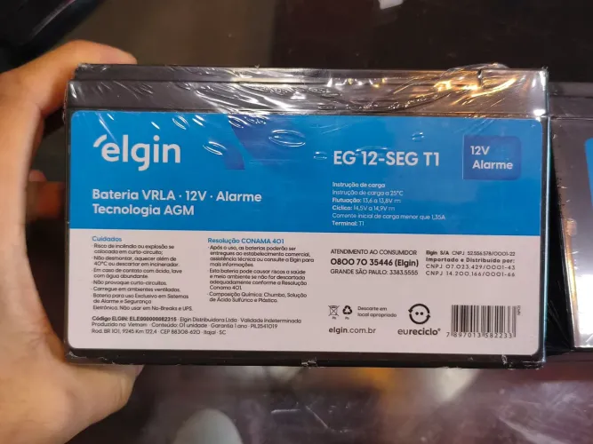 Bateria Elgin 12v 7ah nova e lacrada