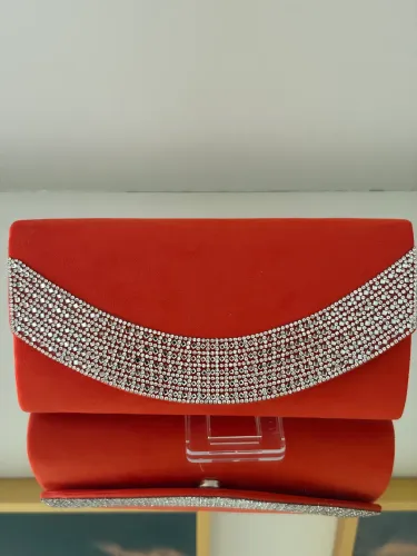 Clutch Laranja ( bolsa estilo carteira de veludo)