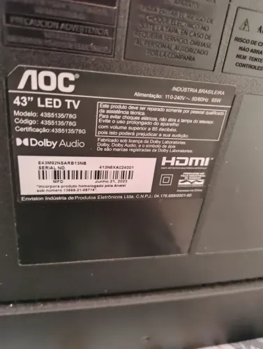 Tv AOC 43 led  pra retirar peças 