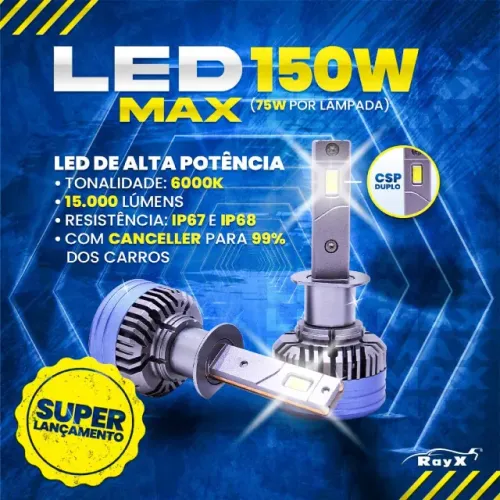 Instalação Kit Ultra Led MAX RayX 30.000 Lúmens H4 e H7 Branco Canceller Celta Gol Onix