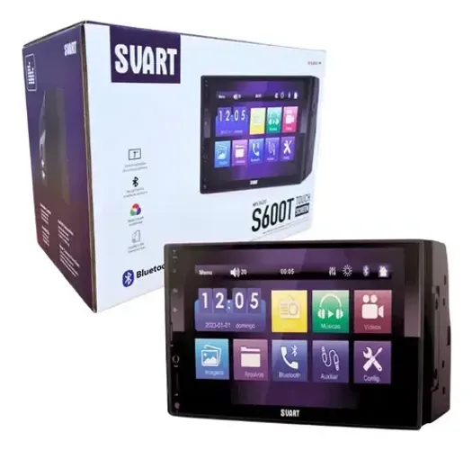 Central mp5 Multimídia 7 polegadas svart sv600t Carplay Android Auto Sem Fio