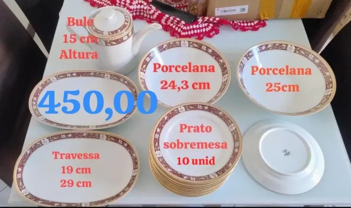 Conjunto de louças em porcelana schmidt 