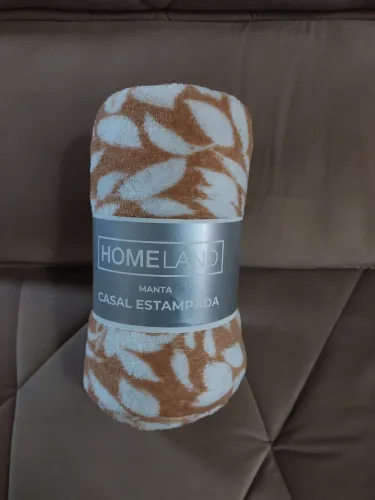 Manta de casal homeland estampada bege/branca