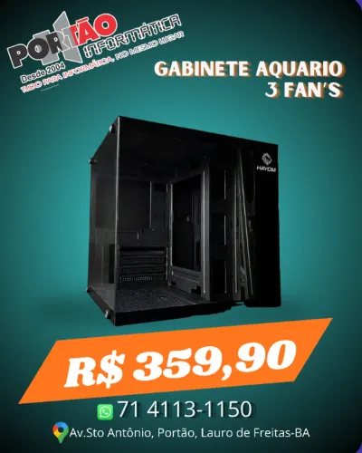 Gabinete aquário com 3 fan's