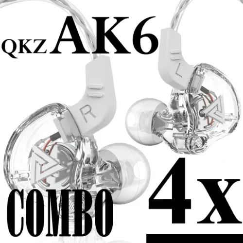 COMBO 4x fones QKZ AK6(+Extras) - Case transparente