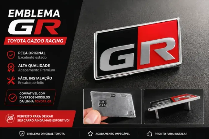 Emblema GR .modelos da Toyota, como: Toyota Corolla Toyota Hilux GR Sport Toyota SW