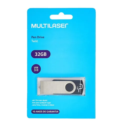 Pen Drive Twist 32Gb Usb 3.0 Pd989 Multilaser Alta Velocidade Preto