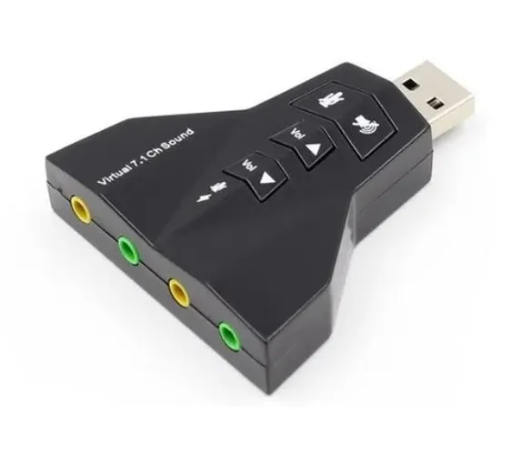 Placa de Áudio Usb 7.1 4 portas Adaptador P2 para USB 