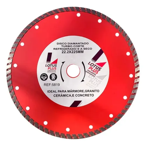 Disco de Corte Diamantado Turbo Cerâmica e Concreto 9 Polegadas 225mm x 22,22mm Lotus 5819