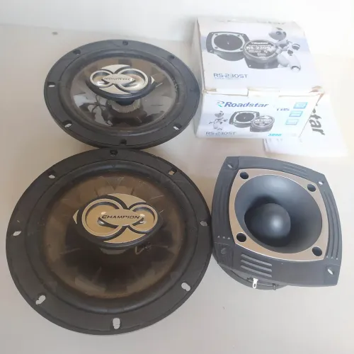 Som automotivo 2 alto falantes champion e tweeter Roadstar - Parcelo