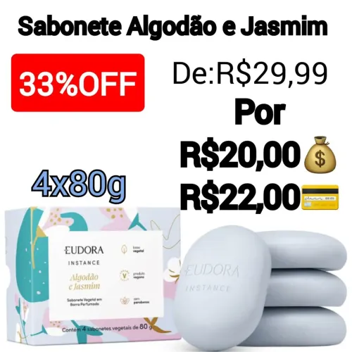 Sabonete Algodão e Jasmim-Eudora