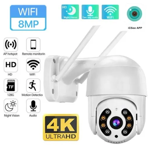 Câmera de segurança smart Wi-Fi  giratória 360° sem fio segurança externa IP