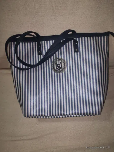 Bolsa de Ombro Listrada Monica Sanchez 3635 nova