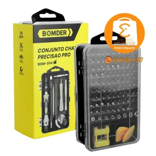 Conjunto de Chaves Precisão para Manutenção 115 Peças BOM-3114