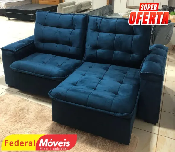 Sofá Retrátil 2,30m D33 Veludo - Entregamos
