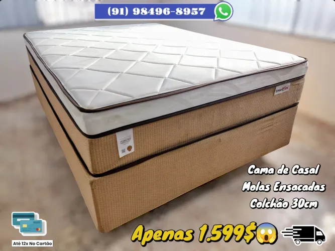 Cama Box Casal Molas Ensacadas Colchão 30cm - SmartFlex