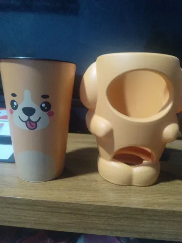 Copos e porta copos com design de cachorro três carinhas , giratório