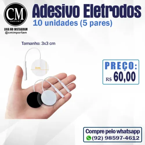 Adesivo Eletrodos 3x3cm - 10 unidades (5 pares)