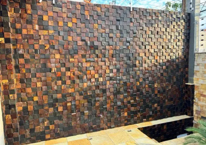 Revestimento de pedras naturais, pedra ferro 10x10 na plaquinha 30x30 