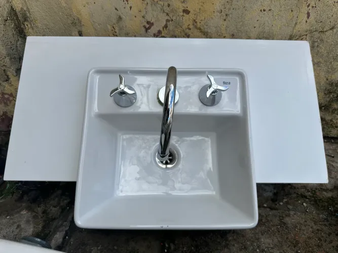 Pia de banheiro quartzo branco 