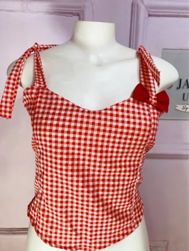 Cropped blusa xadrez festa junina